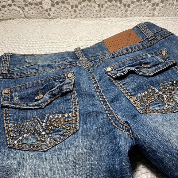 Almost Famous distressed jean shorts with sequinned back pocket - Picture 3 of 5